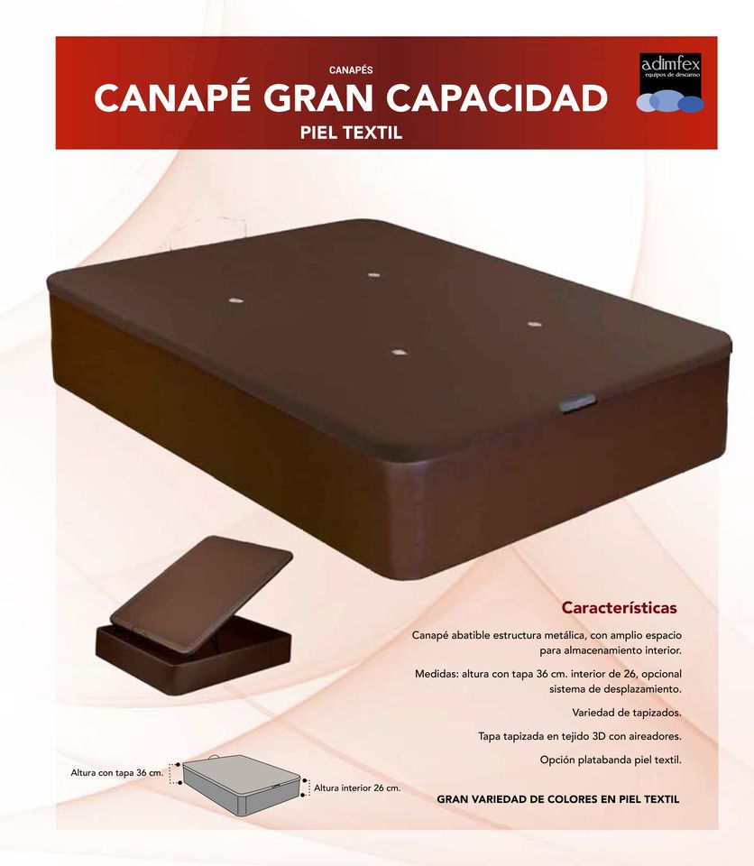 CANAPÉ TEXTIL (POLIPIEL) GRAN CAPACIDAD