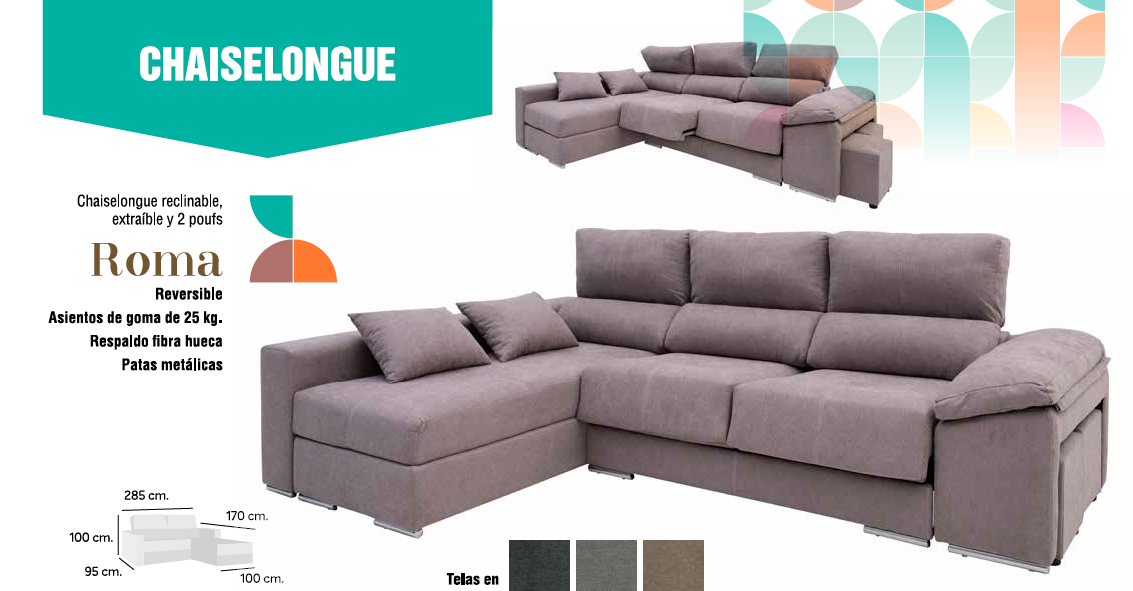 Chaise Longue Reversible Mod. ROMA